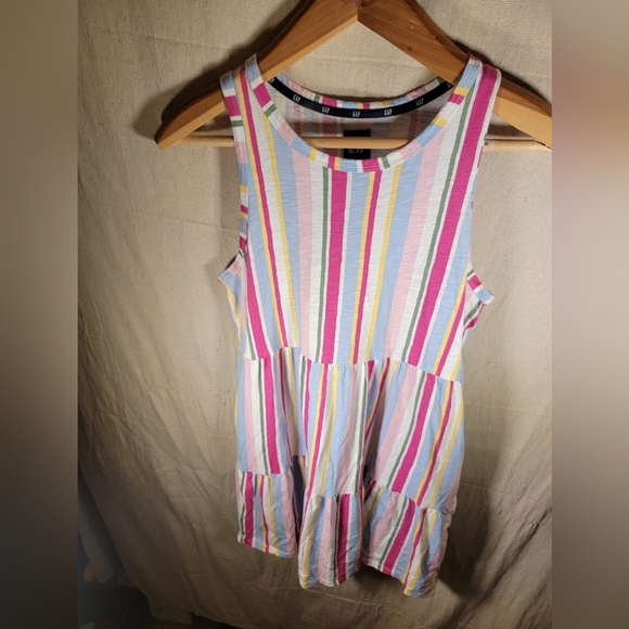 Gap Women's Summer Dress Large Sleeveless Multi Stripe Print Midi Summer Dress - Picture 5 of 8